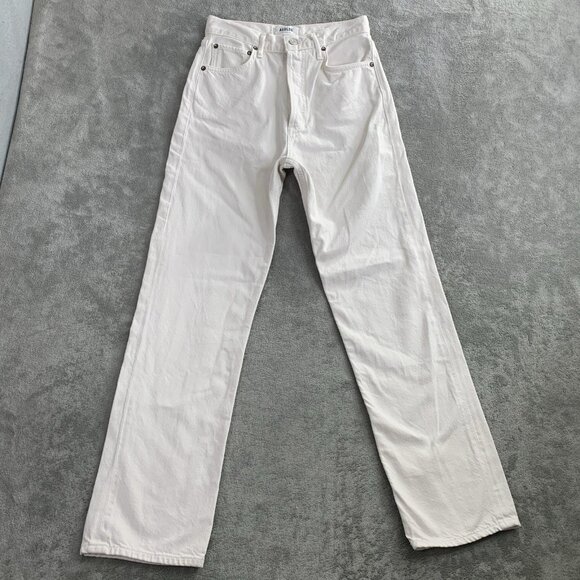 Agolde 90s Pinch Waist Jeans Womens Size 26x29” White High Rise Straight Cotton - Picture 2 of 12